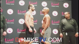 Radzhab Butaev weighs in and faceoff with Lanardo Tyner