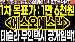 에스오에스랩 1차 목표가 16,000원!! 글로벌 라이다 대세상승장 테슬라 무인로봇택시 공개임박!!