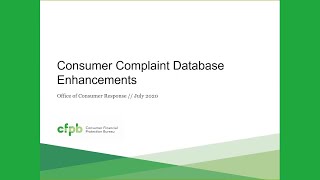 Consumer Financial Protection Week: Consumer response trends capability tool launch and demo