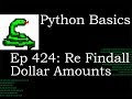 Python Basics Re Findall Dollar Amounts
