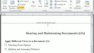 Word 2010 Web Layout and Draft Views