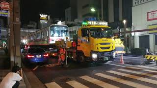 丸ノ内線02系02-112号車廃車陸送 御徒町駅前通り発車