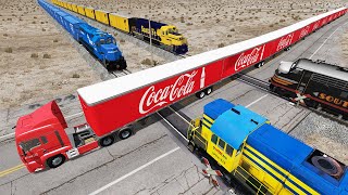 Long Giant Truck Accidents on Railway and Train is Coming #12 | BeamNG Drive