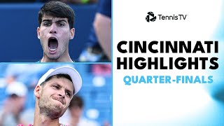 Alcaraz Battles Purcell; Djokovic Plays Fritz | Cincinnati 2023 Quarter-Final Highlights