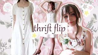 THRIFT FLIP / DIY Summer hand embroidered floral dress