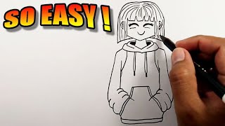 How to draw a hoodie on a girl | Easy Drawings