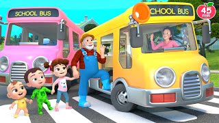 Wheels on the Bus | Pink, Blue and Yellow Buses | Lalafun Nursery Rhymes & Kids Songs