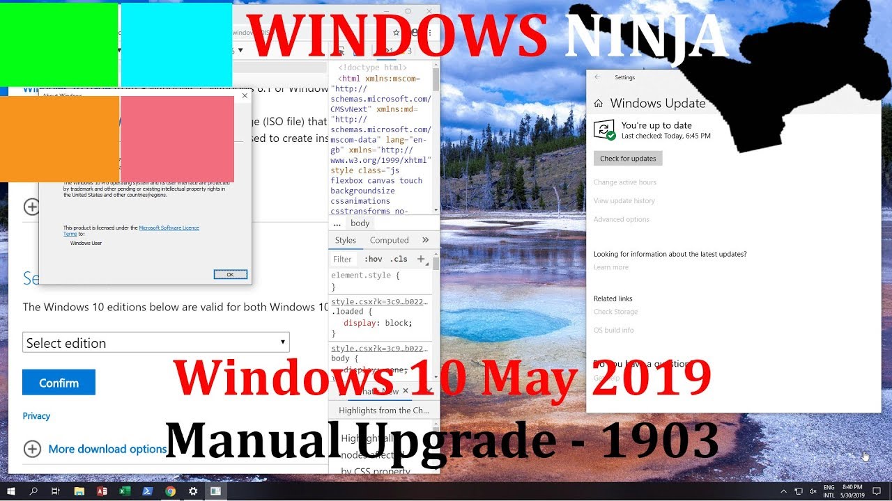 Windows 10 - May 2019 Manual Upgrade 1903 - YouTube