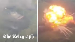 Russian-controlled tank laden with bombs explodes near Ukrainian frontline