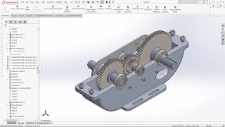 Gearbox assembly, animate, explode, and collapse (SolidWorks 2018 Tutorial)