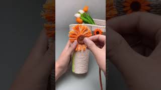 Beautiful Thread Flower Pot Tutorial | Easy DIY Project #short #flowerpot