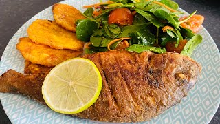 Fry bream fish with salad