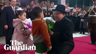 North Korea's Kim Jong-un receives joyous welcome after returning from Russia