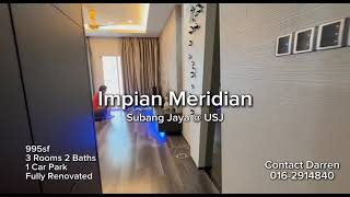 Impian Meridian @ Subang USJ Fully Renovated 3 Rooms | Walking Distance to BRT | Best Deal 2024