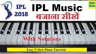 IPL Music (Tune) Tutorial On Piano With Notations, Easy N Slow