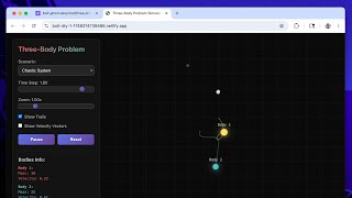 Vibe coding a three-body problem simulator with Claude 4