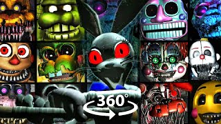360° FNAF ALL JUMPSCARES in VR | The Glitched Attraction