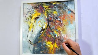 Abstract Painting Tutorial for Beginners / Easy Horse with Acrylics and Palette Knife