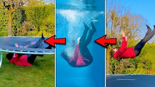 Don't Ever Trust What You See | Jumping On Trampoline Into The Pool