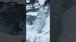 🇮🇸Beautiful Gullfoss Waterfall in winter Iceland #travel #iceland #waterfall #gullfoss #amazing