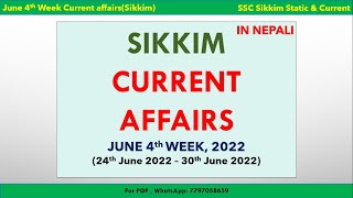 Sikkim Current Affairs | June 4th Week | 2022