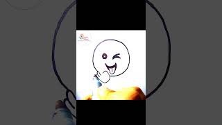 HOW TO DRAW WINKING WITH TONGUE STICKING OUT EMOJI #shorts #youtubeshort #emojidrawings #viralshort