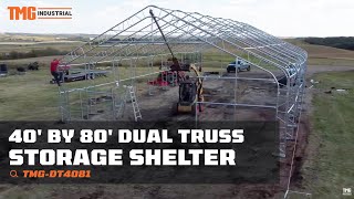 TMG Industrial 40' x 80' Dual Truss Storage Shelter with Heavy Duty 21 - TMG-DT4081