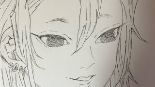 【鬼滅の刃】音柱・ 宇髄天元 （うずいてんげん）の絵を描く。模写・シャープペン画【DEMON SLAYER 】UZUI TENGEN　drawing