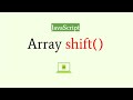 JavaScript shift Method || JavaScript tutorial for beginners