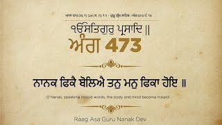 Ang 473 - Guru granth sahib ji - ਨਾਨਕ ਫਿਕੈ ਬੋਲਿਐ ਤਨੁ ਮਨੁ ਫਿਕਾ ਹੋਇ ॥