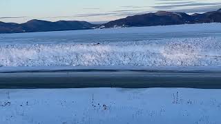 Winter Frozen lake in Campbellton New Brunswick canada