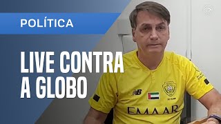 BOLSONARO TENTA FAZER LIVE CONTRA A TV GLOBO E RECLAMA DA INTERNET DO PALÁCIO DA ALVORADA