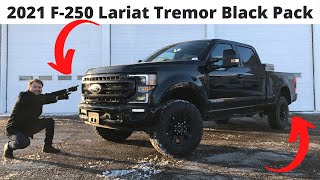 All New 2021 F-250 Lariat Tremor Black Appearance Pack Review \u0026 Walk Around! Is it worth the price?