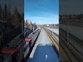 overhead view of train arriving at canyon meadows station train ctrain calgary calgarytransit