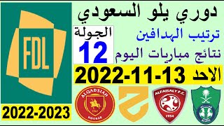 ترتيب دوري يلو الدرجة الأولى السعودي بعد مباريات اليوم الاحد 13-11-2022 في الجولة 12 الثانية عشر