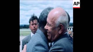 SYND 28 3 77  RUSSIAN PRESIDENT PODGORNY GREETED BY PRESIDENT KAUNDA