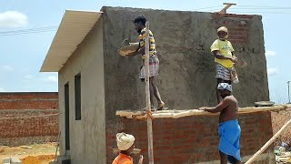 Wall Plastering Techniques_Outside Brickwall Accurately Plastering with Cement|Wall Plastering Work