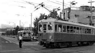 【昭和の路面電車・音の記録】まだポール集電だった京福電気鉄道(現在は叡山電鉄)　京都市電と平面交差・デナ21形走行