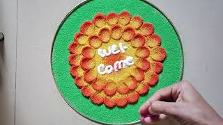 easy creative rangoli design| easy simple welcome rangoli design| सुस्वागतम रांगोळी design