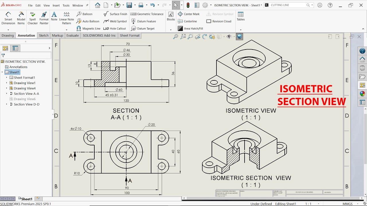 Full Section Isometric Drawing
