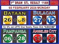 stl 1st draw 11am result stl bataan bulacan pampanga angeles 03 february 2025 monday