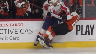 Joel Edmundson big hit on Garnet Hathaway (2023 NHL)