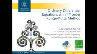 Python Programming for Chemical Engineers: Solving ODE with Runge Kutta Method
