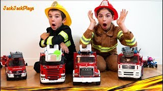 Costume Pretend Play for Kids! | Fire Truck & Police Toys Story + Floor is Lava Game | JackJackPlays
