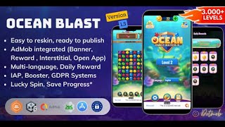 Ocean Blast Match 3 Unity Source Code Complete 3000 levels