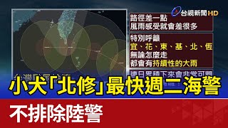 小犬「北修」最快週二海警 不排除陸警