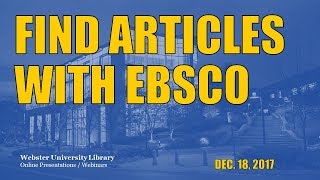 Getting Started in EBSCO Databases: Finding Articles