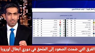 تعرف على الفرق التي صعدت إلى دور ال16 والفرق التي ضمنت الصعود الي الملحق في دوري ابطال اوروبا