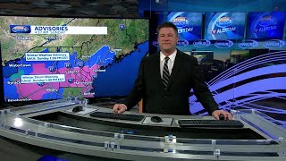 Video: Snow continues Sunday morning, then tapers off