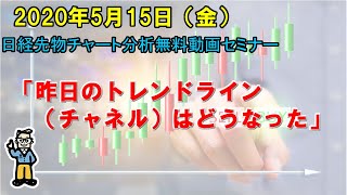 【昨日のトレンドライン（チャネル）はどうなった】2020年5月15日（金）　日経先物チャート分析無料動画セミナー